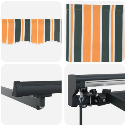 Manuel markise-ramme med LED-lys Grøn, Gul, Antracit 4,5 × 3 m