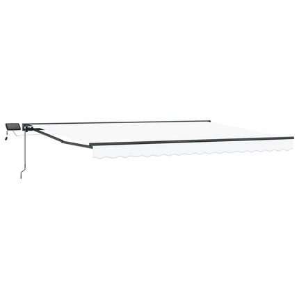 Manuel markise-ramme med LED-lys Hvid og antracit 4,5 × 3,5 m