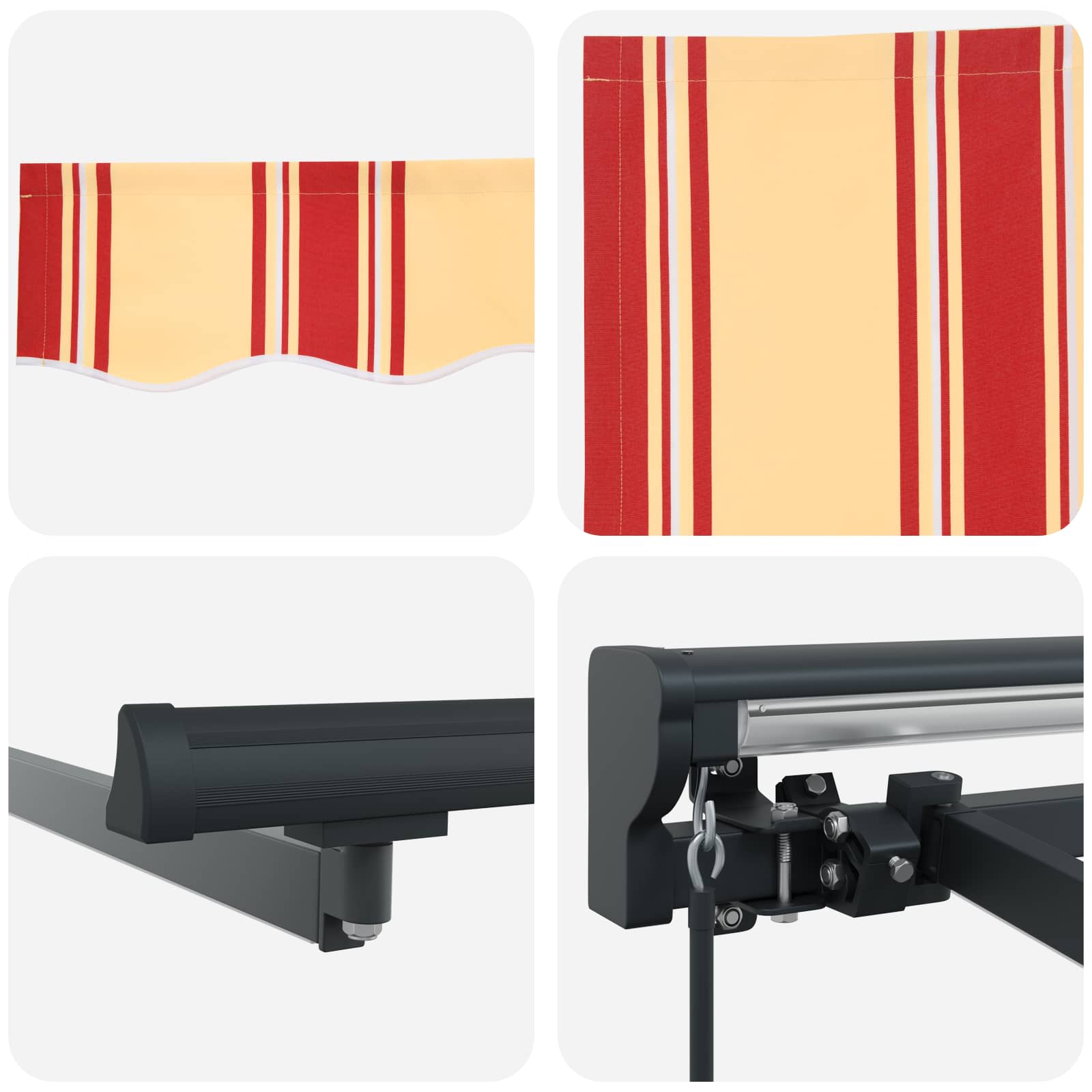 Manuel markise-ramme med LED-lys 5 x 3 m