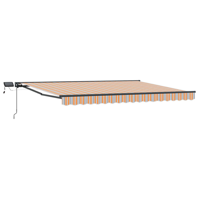 Manuel markise-ramme med LED-lys 5 × 3,5 m