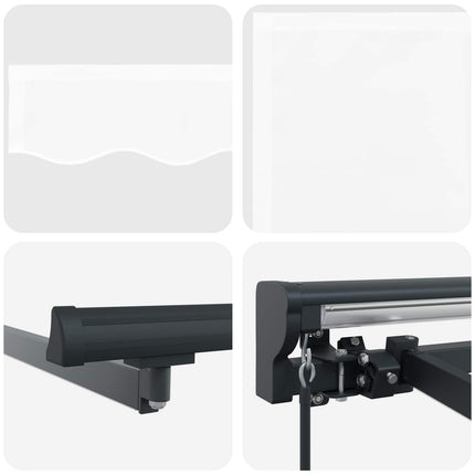 Manuel markise-ramme med LED-lys Hvid og antracit 5 × 3,5 m
