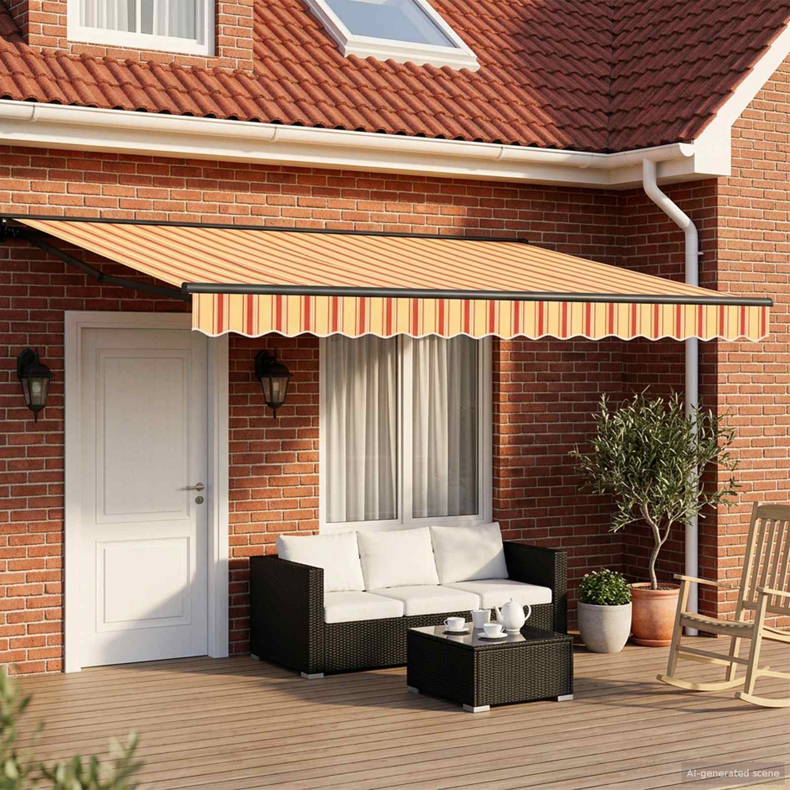 Elektrisk Utrækkelig Markise Gul, Orange, Antracitgrå 4 × 3 m