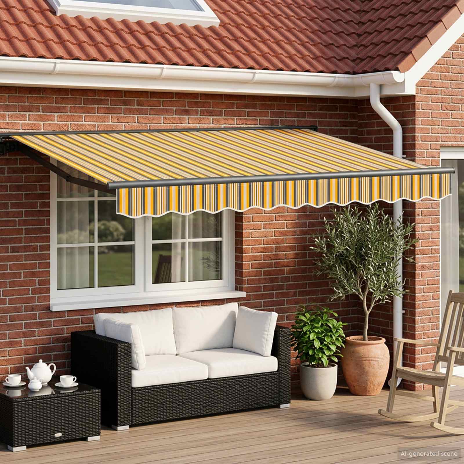 Elektrisk Utrækkelig Markise Gul, Grå, Antracitgrå 3,5 x 2,5 m