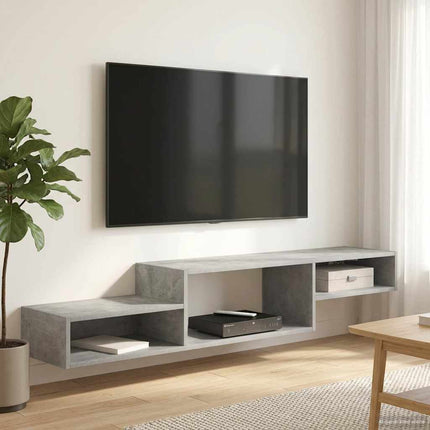 Væghængt TV Skab Vægmonteret Betongrå 150 x 28 x 26 cm
