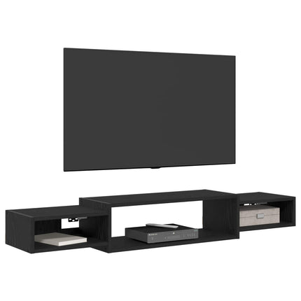 Væghængt TV Skab Vægmonteret Sort eg 140 x 28 x 21 cm