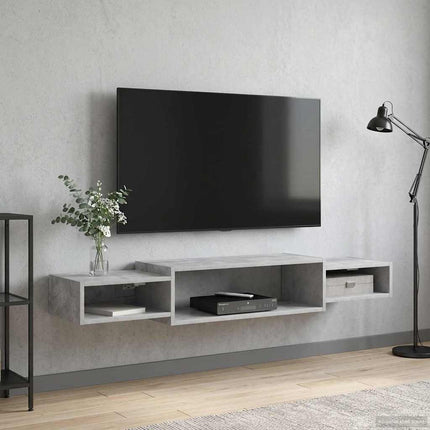 Væghængt TV Skab Vægmonteret Betongrå 140 x 28 x 21 cm