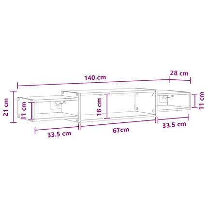 Væghængt TV Skab Vægmonteret Røget eg 140 x 28 x 21 cm