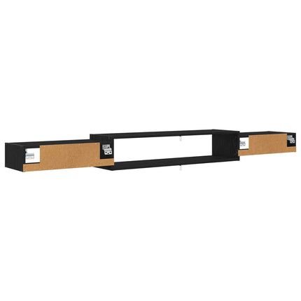 Væghængt TV Skab Vægmonteret Sort eg 220 x 28 x 21 cm
