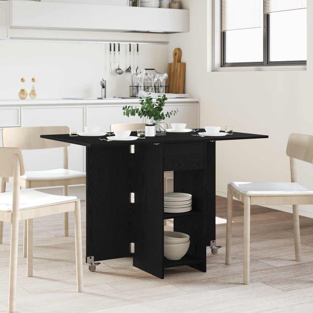 Spisebord 115 x 70 x 75 cm Konstrueret træ Sort eg Rektangulær