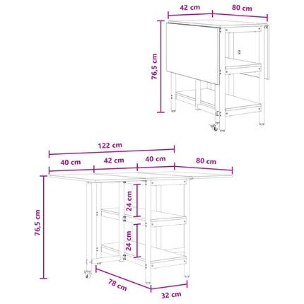 Spisebord 122 x 80 x 76,5 cm Konstrueret træ Sort eg