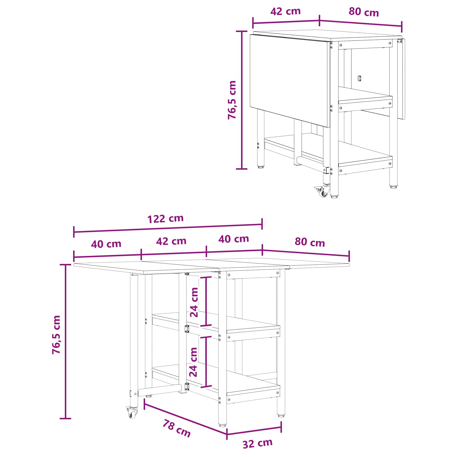 Spisebord 122 x 80 x 76,5 cm Konstrueret træ Røget eg