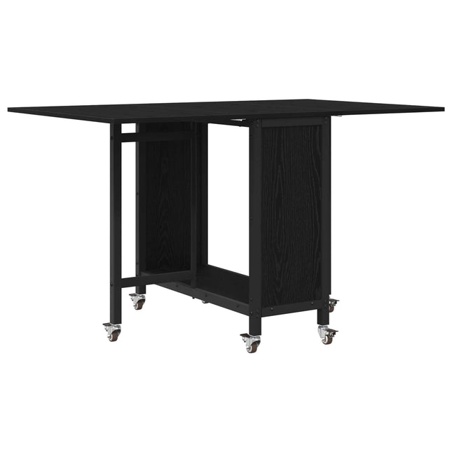 Foldbart spisebord med hjul 130 x 80 x 76,5 cm Konstrueret træ