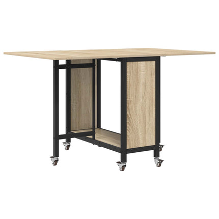 Foldbart spisebord med hjul 130 x 80 x 76,5 cm stål PB