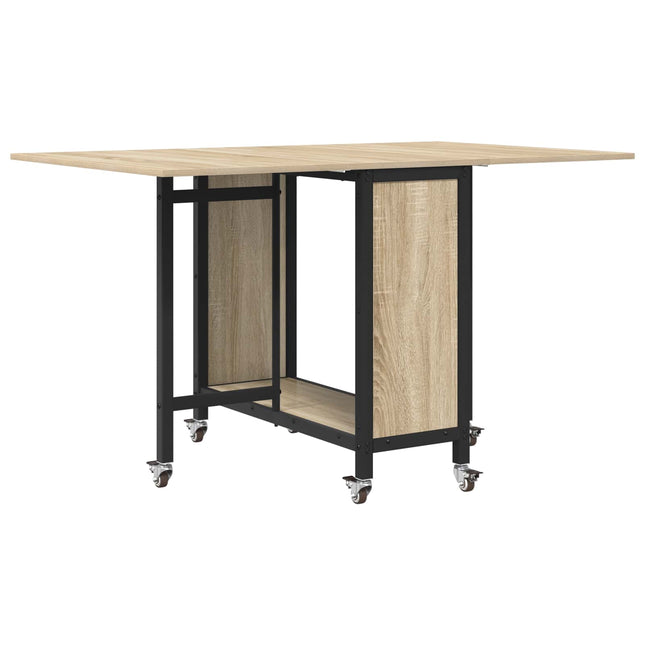 Foldbart spisebord med hjul 130 x 80 x 76,5 cm stål PB