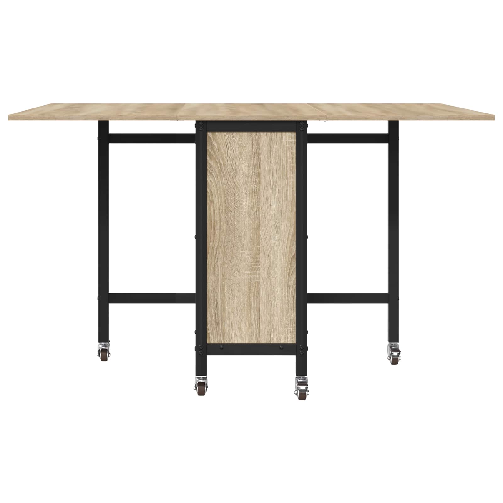 Foldbart spisebord med hjul 130 x 80 x 76,5 cm stål PB