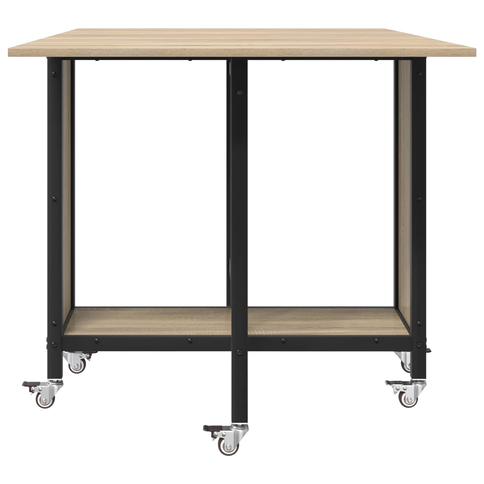 Foldbart spisebord med hjul 130 x 80 x 76,5 cm stål PB