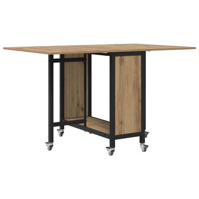 Foldbart spisebord med hjul 130 x 80 x 76,5 cm stål PB