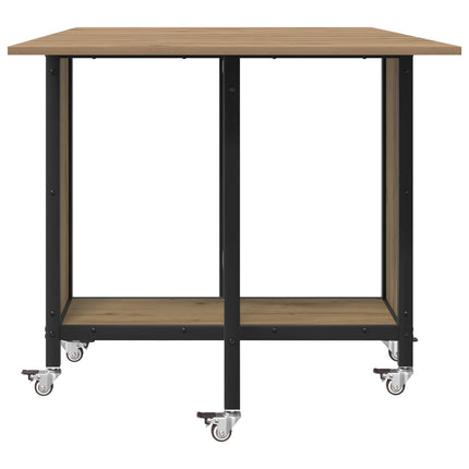 Foldbart spisebord med hjul 130 x 80 x 76,5 cm stål PB