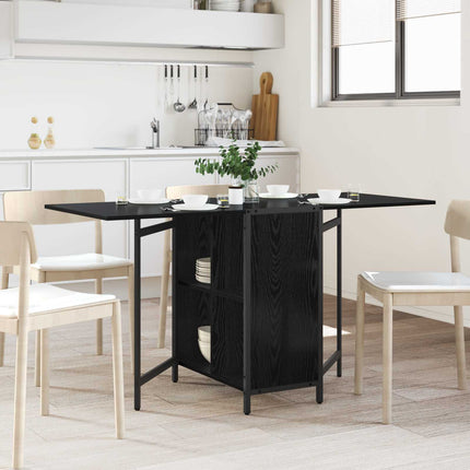 Spisebord 144 x 60 x 75 cm Konstrueret træ Sort eg Rektangulær