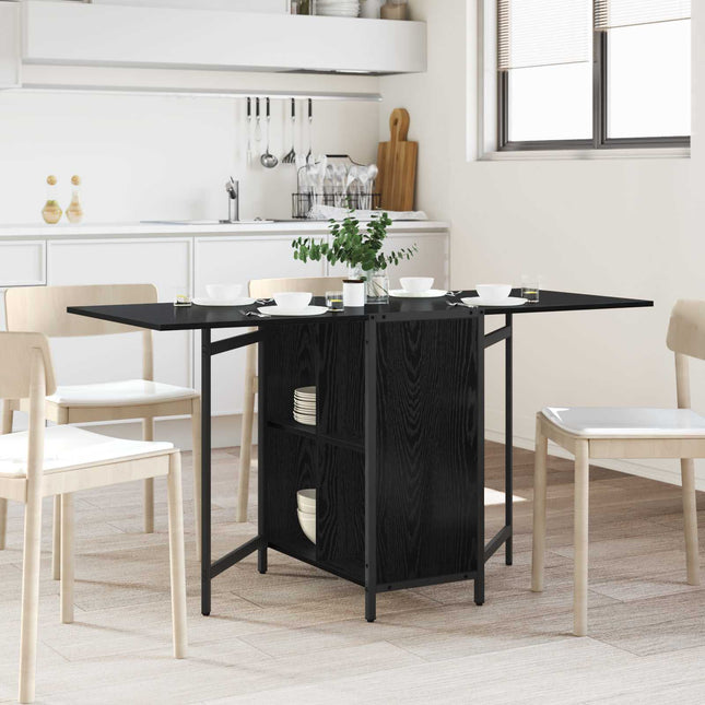 Spisebord 144 x 60 x 75 cm Konstrueret træ Sort eg Rektangulær