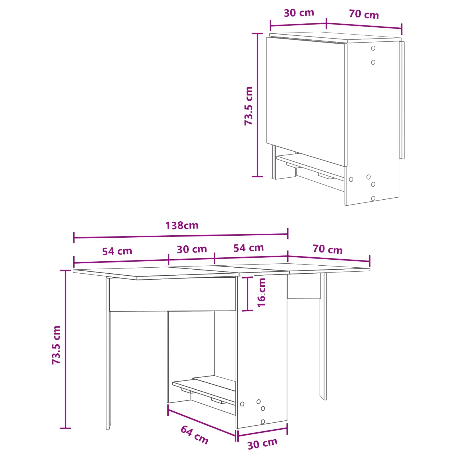 Spisebord 138 x 70 x 73,5 cm Konstrueret træ Betongrå