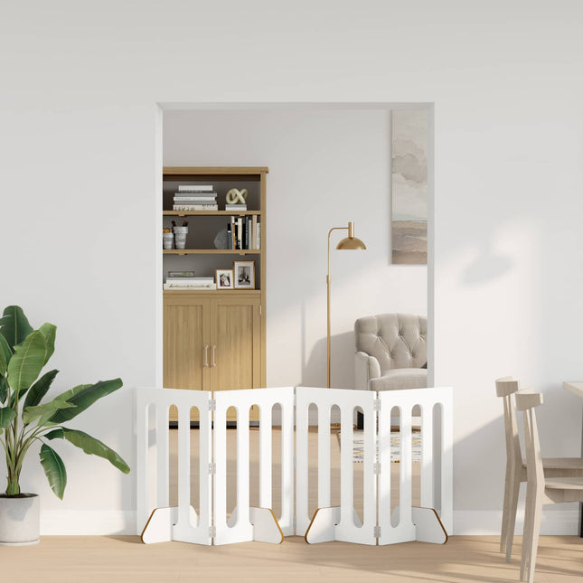 Foldbar hundegård 4 pcs Hvid 201 x 38 x 70 cm Konstrueret træ