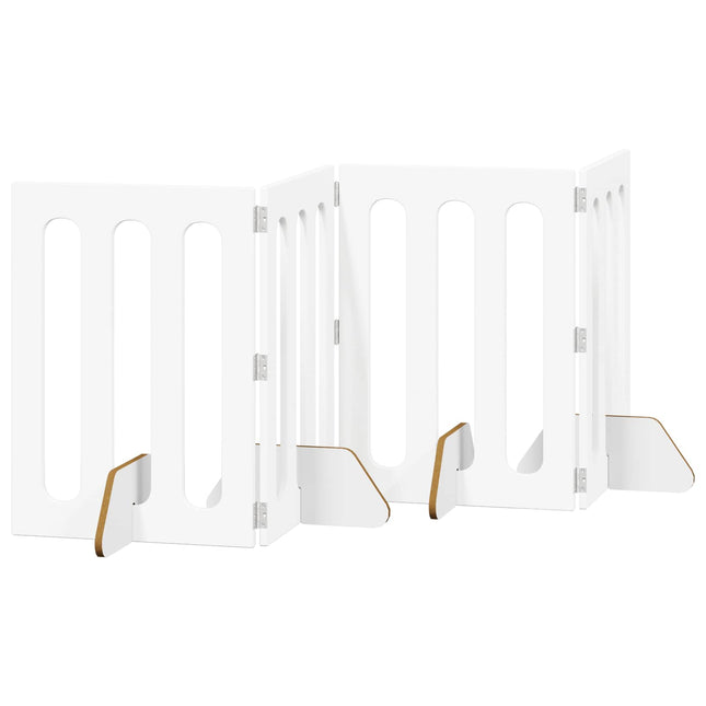 Foldbar hundegård 4 pcs Hvid 201 x 38 x 70 cm Konstrueret træ