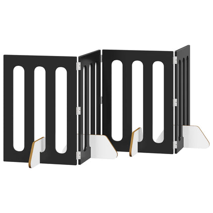 Foldbar hundegård 4 pcs Sort Eg 201 x 38 x 70 cm