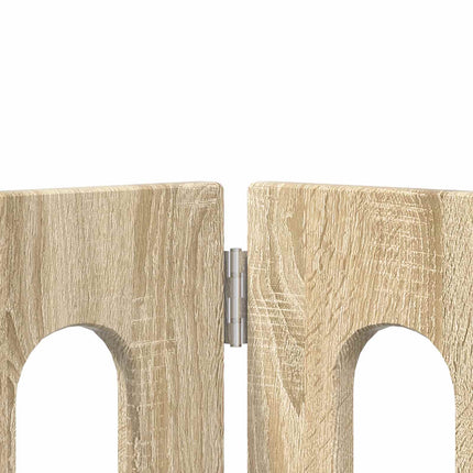 Foldbar hundegård 4 stk. Sonoma-eg 201 x 38 x 70 cm
