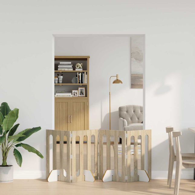 Foldbar hundegård 4 pcs Sonoma eg 201 x 38 x 70 cm