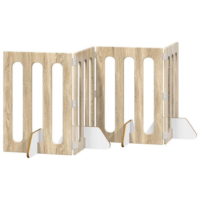 Foldbar hundegård 4 pcs Sonoma eg 201 x 38 x 70 cm