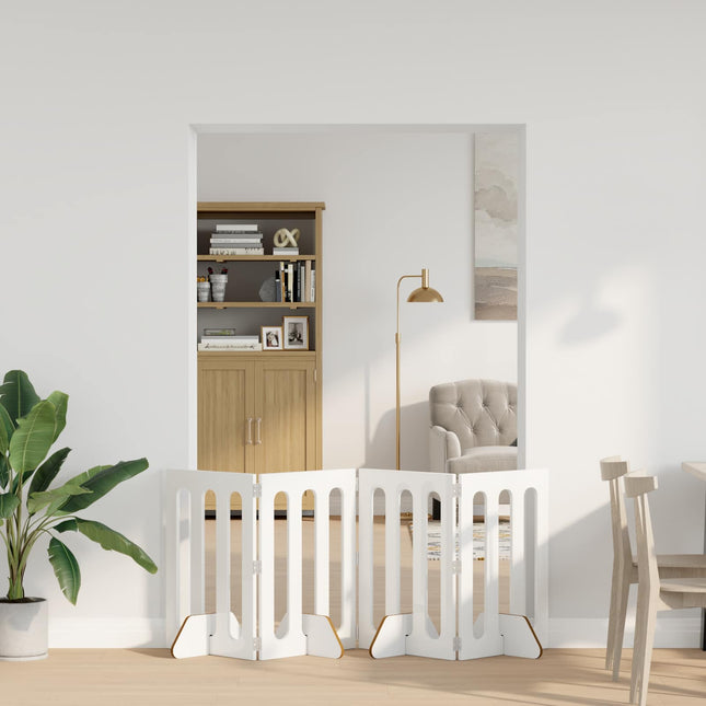 Foldbar hundegård 4 pcs Højglans Hvid 201 x 38 x 70 cm