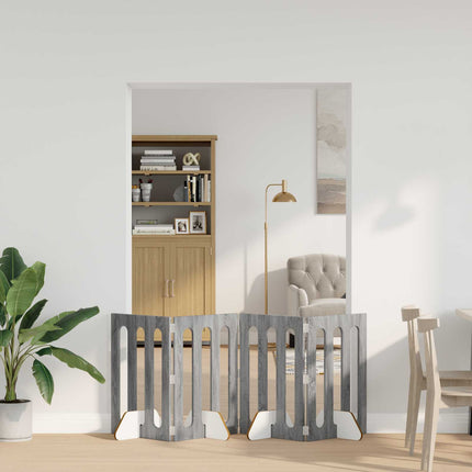 Foldbar hundegård 4 stk. Grå Sonoma 201 x 38 x 70 cm