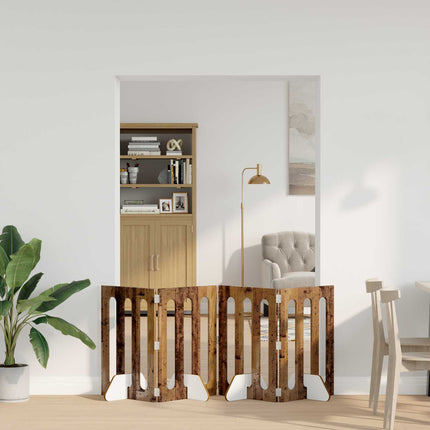 Foldbar hundegård 4 stk. Egetræ 201 x 38 x 70 cm