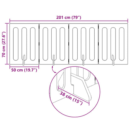 Foldbar hundegård 4 stk. Egetræ 201 x 38 x 70 cm