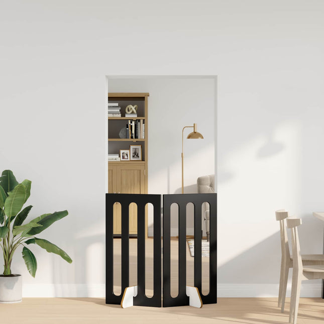 Foldbar hundegård 2 pcs Sort Eg 100,5 x 38 x 90 cm