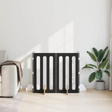 Foldbar hundegård 4 pcs Sort Eg 201 x 38 x 90 cm