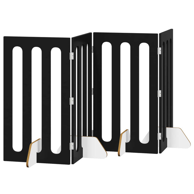 Foldbar hundegård 4 pcs Sort Eg 201 x 38 x 90 cm
