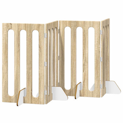 Foldbar hundegård 4 stk. Sonoma-eg 201 x 38 x 90 cm