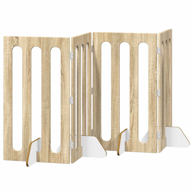 Foldbar hundegård 4 pcs Sonoma eg 201 x 38 x 90 cm