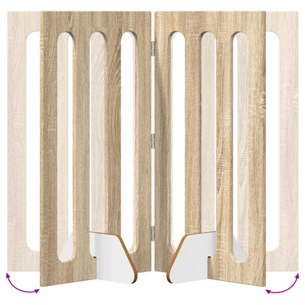 Foldbar hundegård 4 stk. Sonoma-eg 201 x 38 x 90 cm