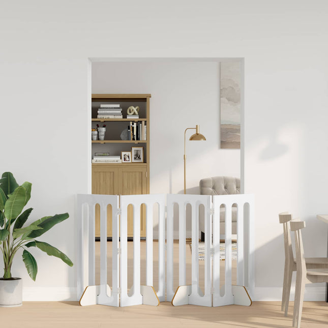 Foldbar hundegård 4 pcs Højglans Hvid 201 x 38 x 90 cm