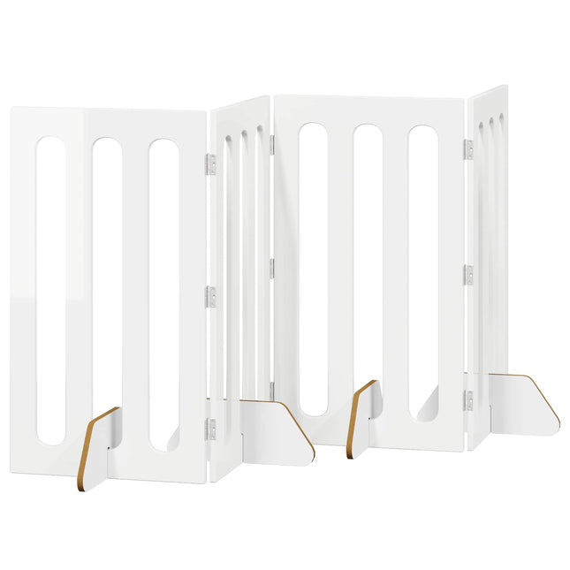 Foldbar hundegård 4 pcs Højglans Hvid 201 x 38 x 90 cm