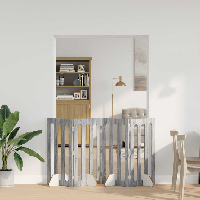 Foldbar hundegård 4 pcs Grå Sonoma 201 x 38 x 90 cm
