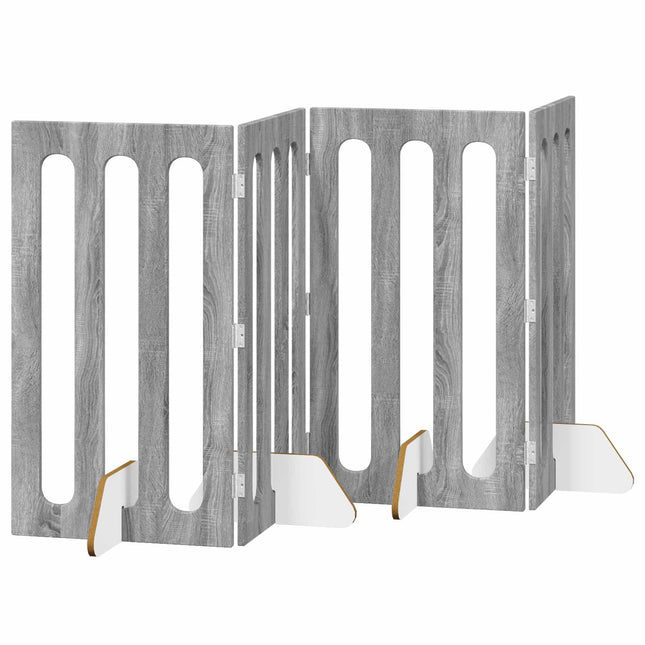 Foldbar hundegård 4 pcs Grå Sonoma 201 x 38 x 90 cm