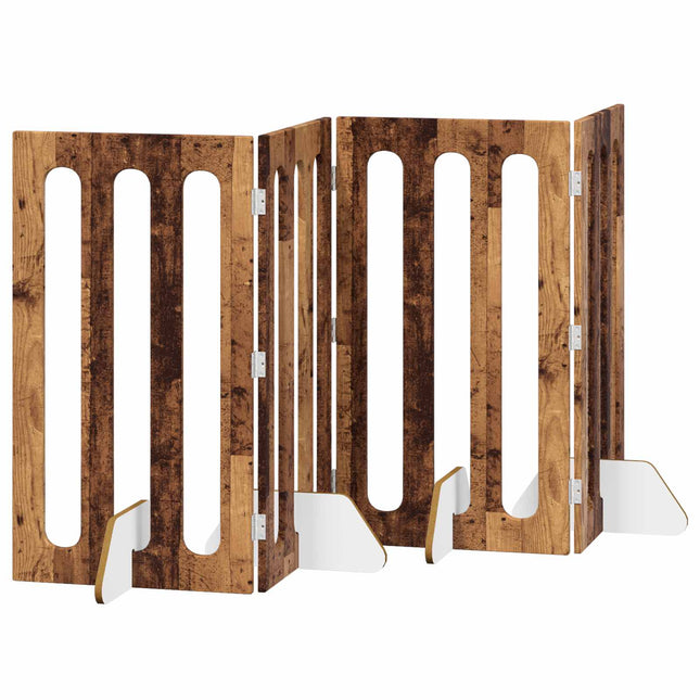 Foldbar hundegård 4 pcs Egetræ 201 x 38 x 90 cm Konstrueret træ