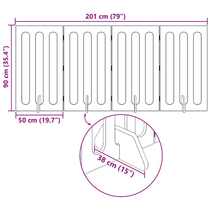 Foldbar hundegård 4 stk. Artisan-eg 201 x 38 x 90 cm