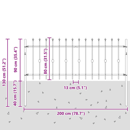 Spike Hejn ASTEN 200 x 130 cm Pulverlakeret stål Sort
