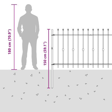 Spike Hejn ASTEN 200 x 150 cm Pulverlakeret stål Sort