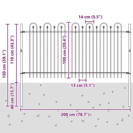 Spike Buehegn DRONTEN 200 x 150 cm Pulverlakeret stål Sort